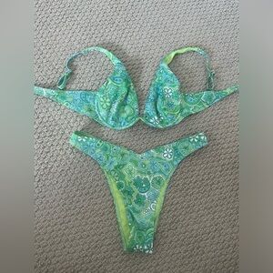 COPY - Hollister bikini set - neon blue & green